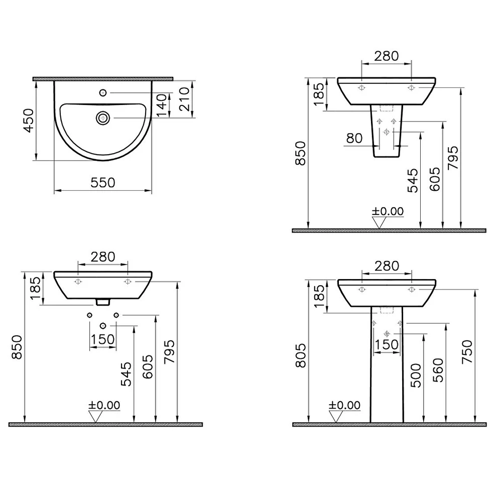 Vitra Integra 55x45 Cm Yuvarlak Lavabo 7067L003-0001 3