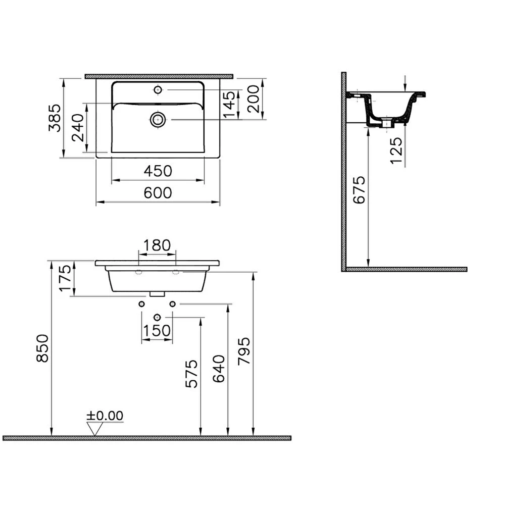 Vitra Integra 60x39 Cm Etajerli Lavabo 7035B003-0001 3