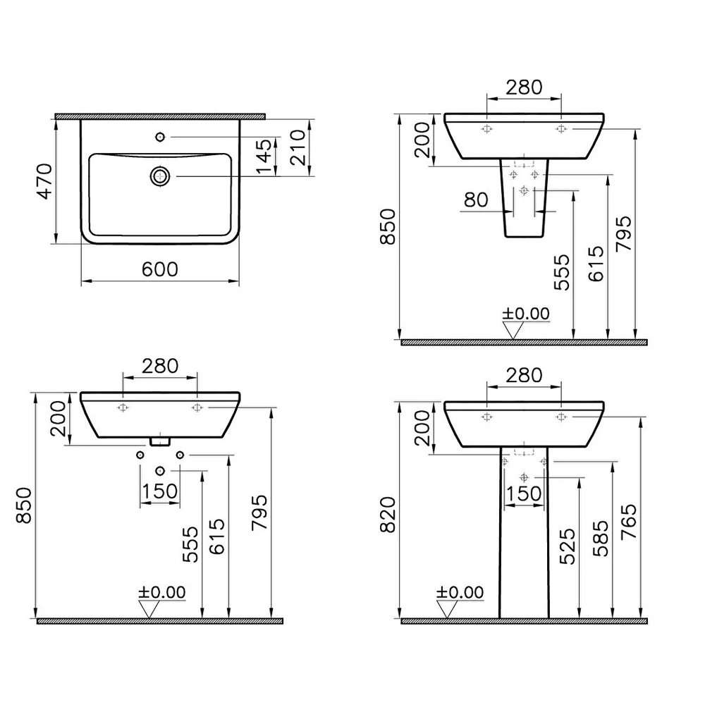 Vitra Integra 60x47 Cm Dikdörtgen Lavabo 7050L003-0001 2