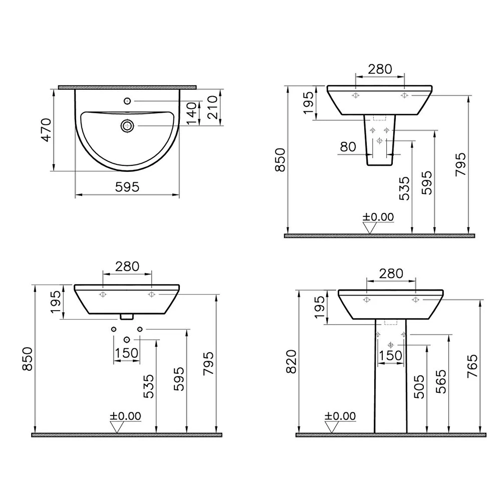 Vitra Integra 60x47 Cm Yuvarlak Lavabo 7068L003-0001 3