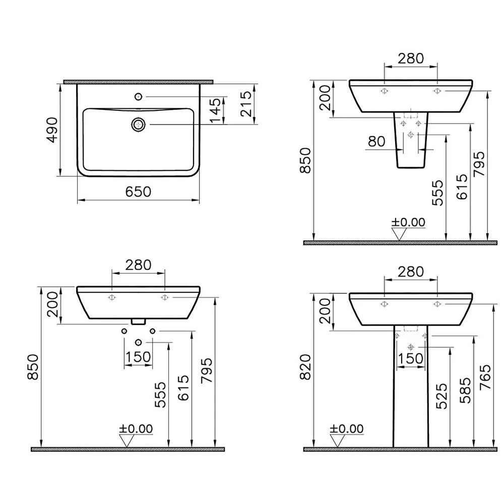 Vitra Integra 65x49 Cm Dikdörtgen Lavabo 7051L003-0001 3