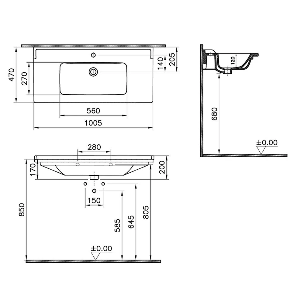 Vitra Integra Classic 100x46 Cm Etajerli Lavabo 7002B003-0001 2