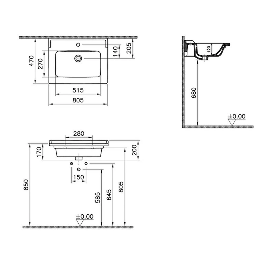 Vitra Integra Classic 80x46 Cm Etajerli Lavabo 7001B003-0001 2