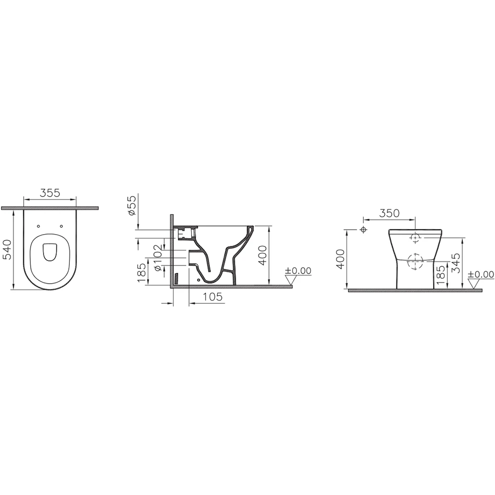 Vitra Integra Rim-ex Kanalsız Duvara Tam Dayalı Yerden Klozet - 7059L003-0088 4
