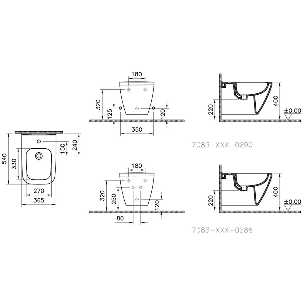 Vitra Integra Square 54 Cm Asma Bide 7083L003-0288 2