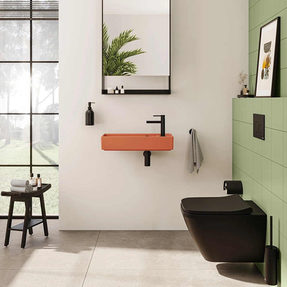 Vitra Integra Square Mat Siyah Rim-ex Kanalsız Asma Klozet - 7082B083-0090 2