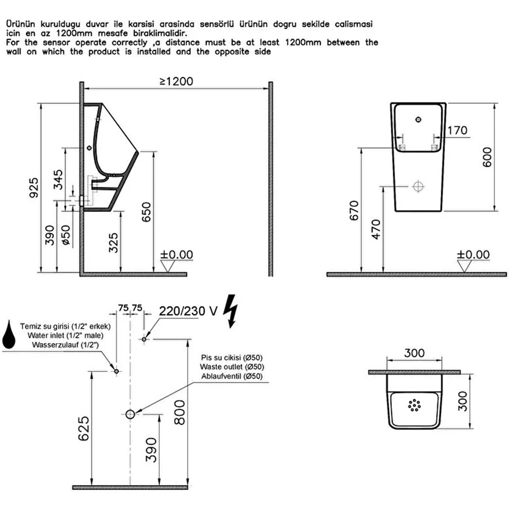 Vitra Integra Temassız Elektrikli Pisuvar 5461B003-5598 2
