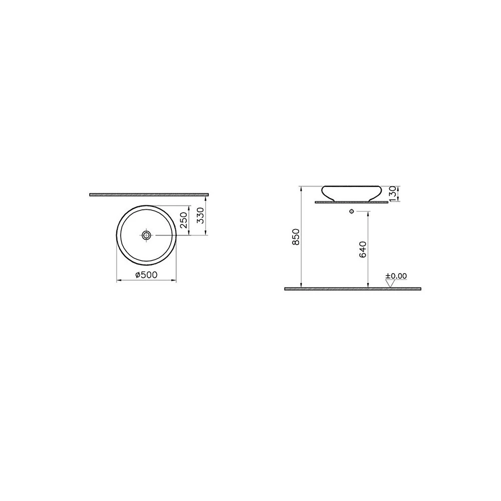 Vitra İstanbul 50x50 Cm Yuvarlak Çanak Lavabo 4522B403-0016 3