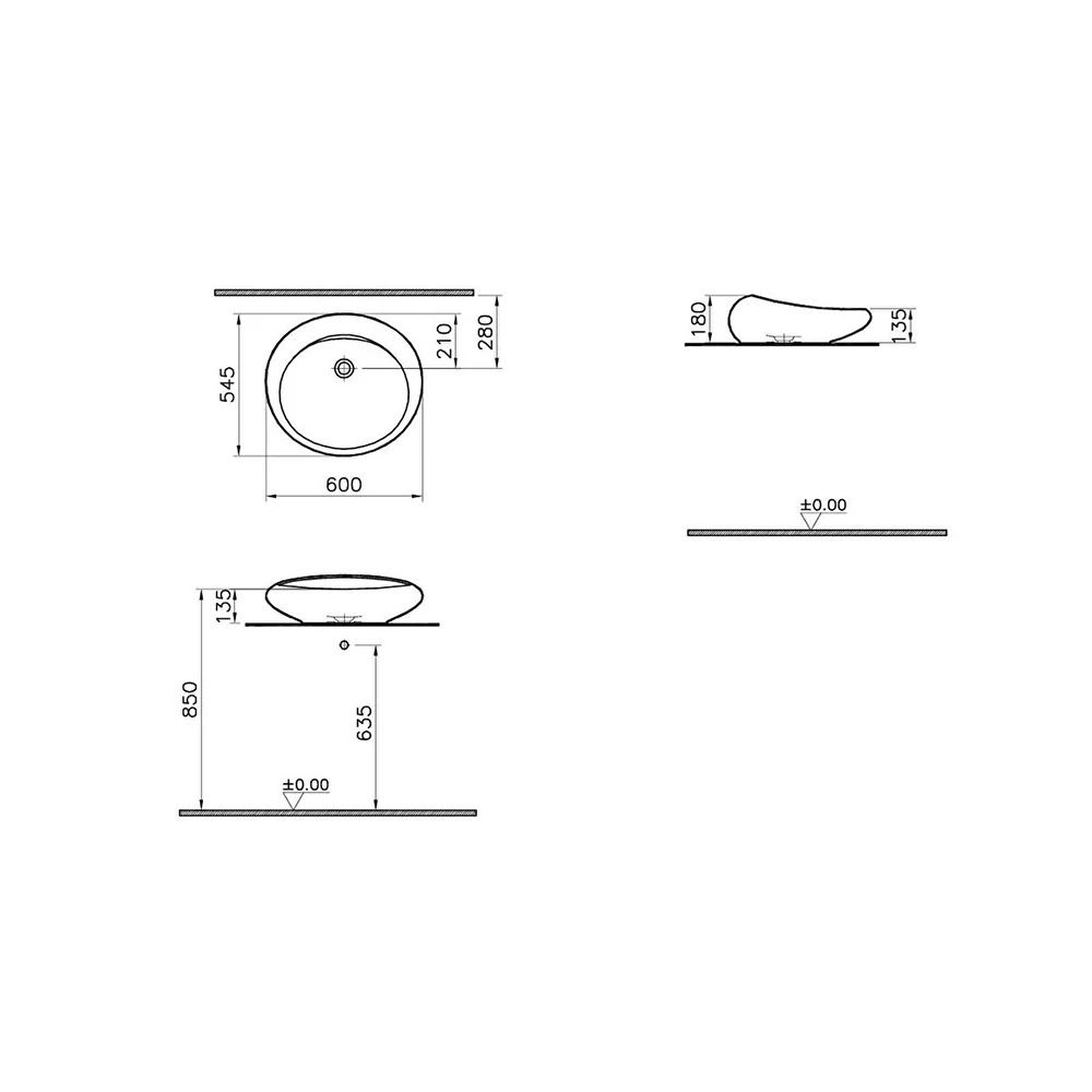 Vitra İstanbul 60x55 Cm Yuvarlak Çanak Lavabo 4280B403-0016 4