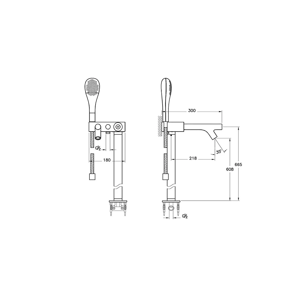 Vitra İstanbul Joystick El Duşlu Yerden Küvet Bataryası A41819 3