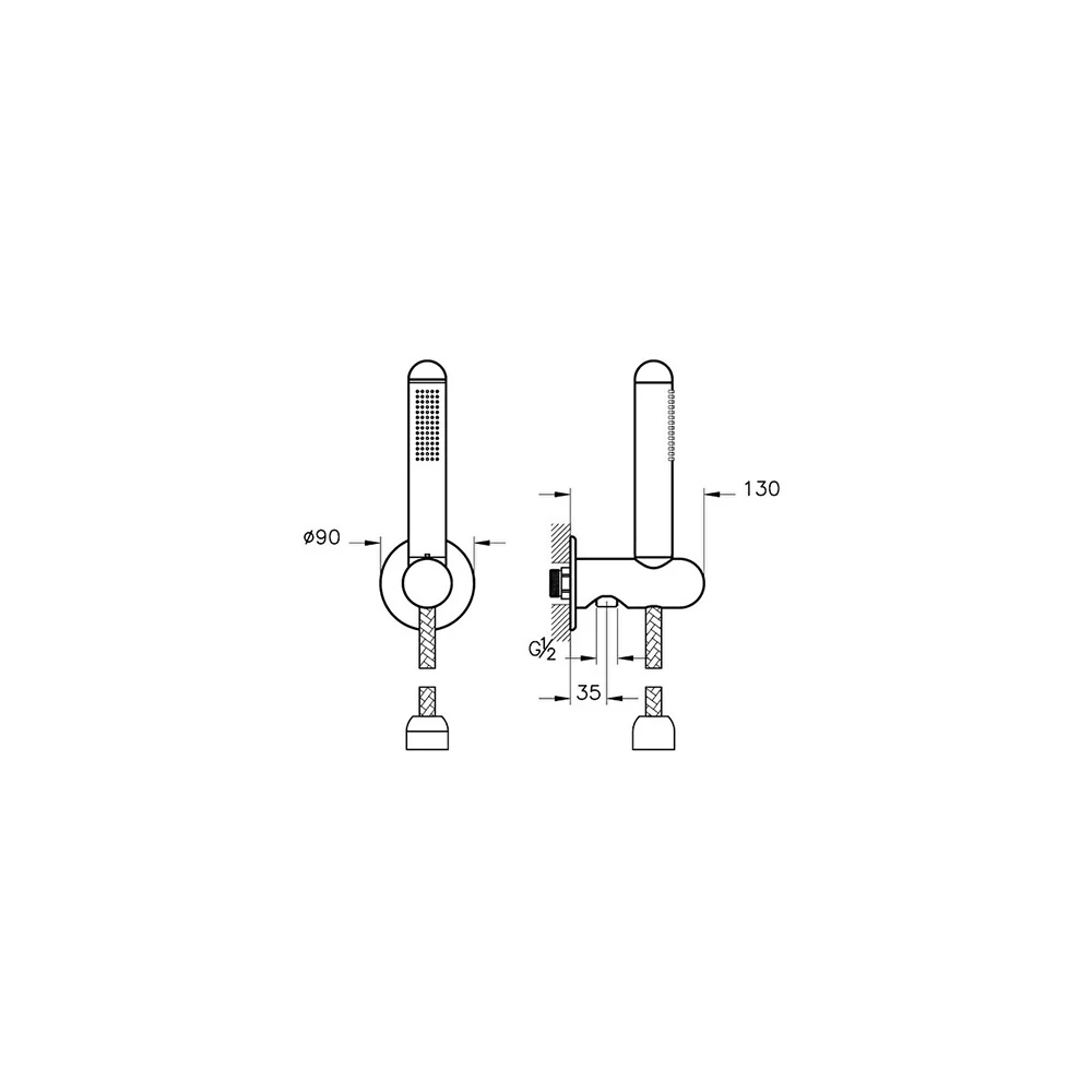 Vitra Liquid 1 Fonksiyonlu Parlak Siyah El Duşu Takımı A4279639 2