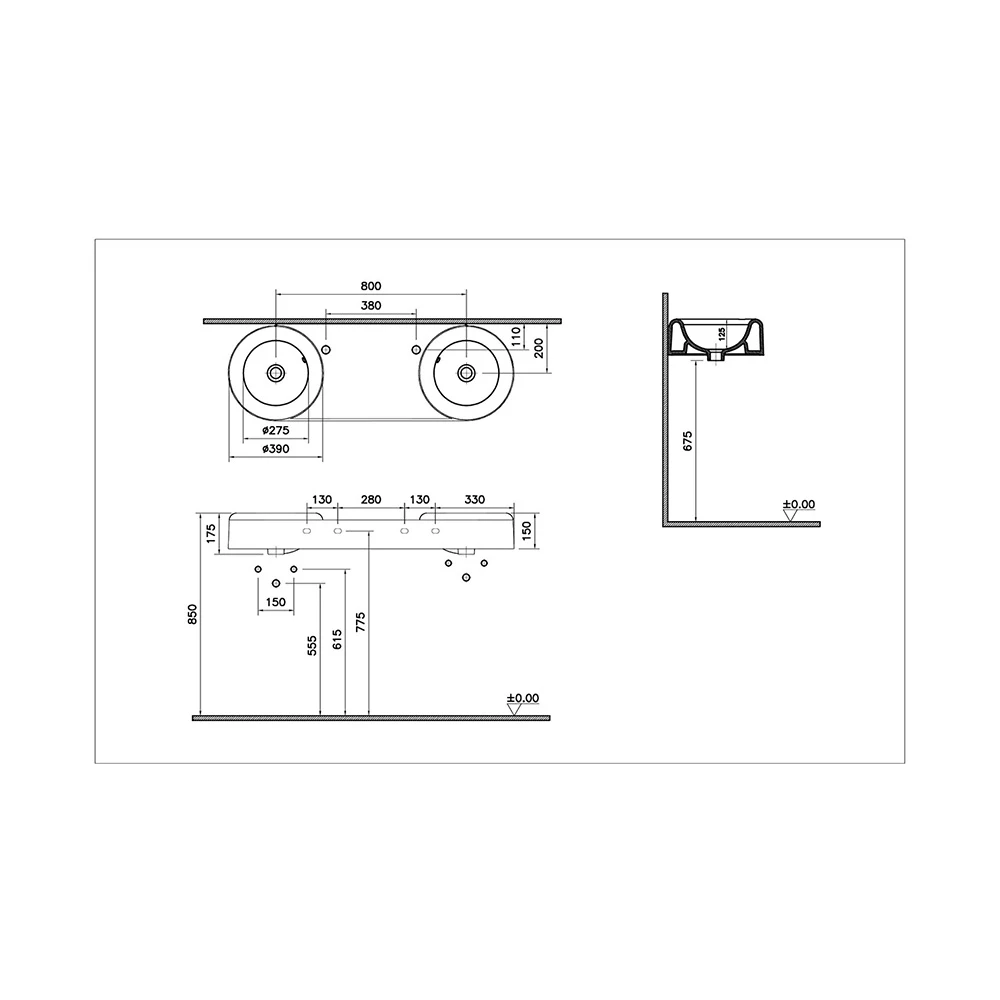 Vitra Liquid 120x41 Cm Lavabo 7313B403-0001 3