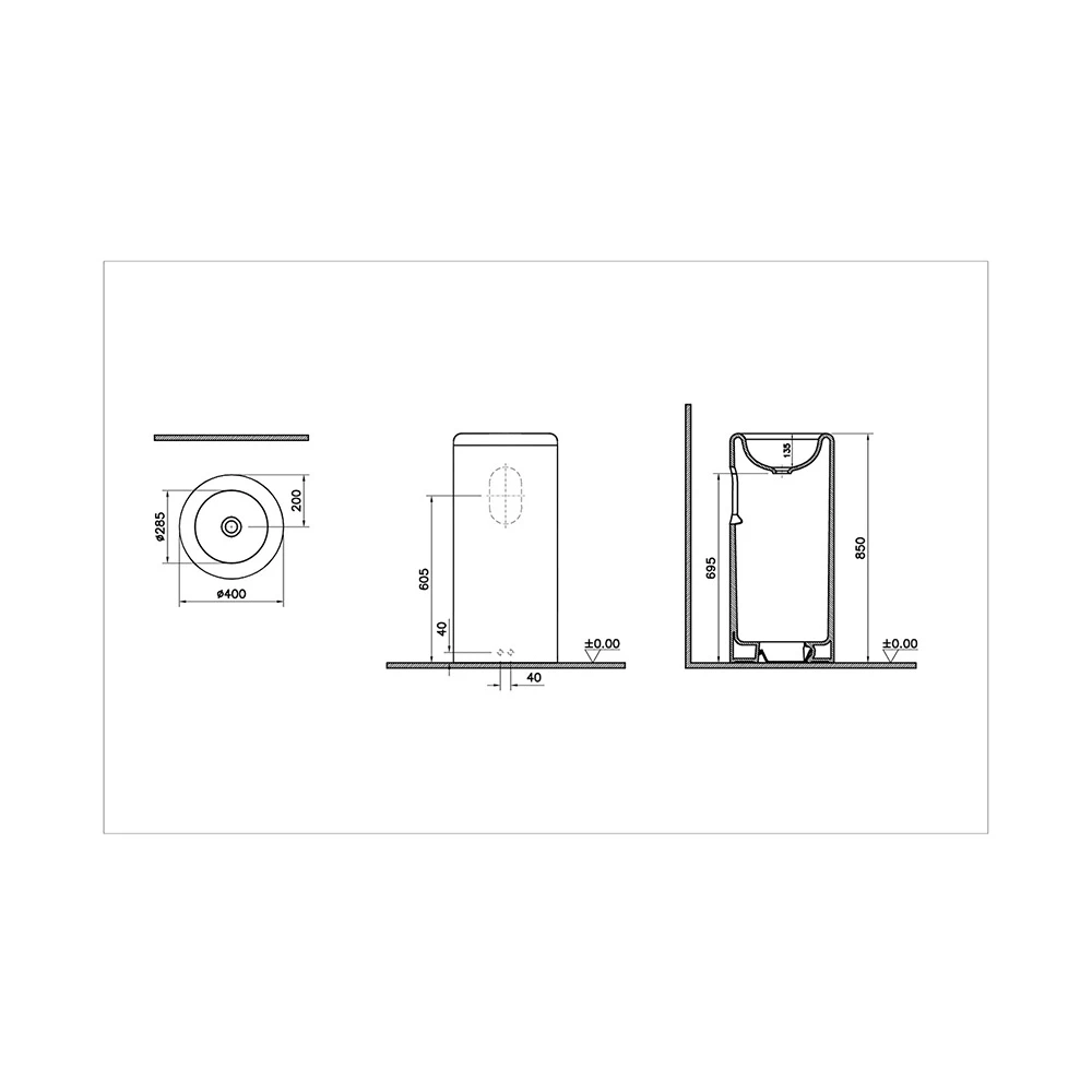 Vitra Liquid 40x40 Cm Monoblok Lavabo 7318B403-0016 3