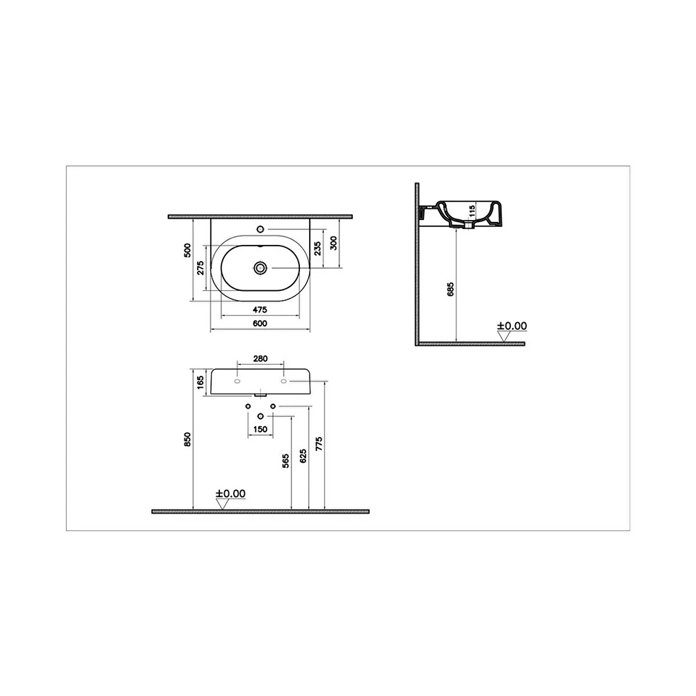 Vitra Liquid 60x50 Cm Lavabo 7316B403-0012 3