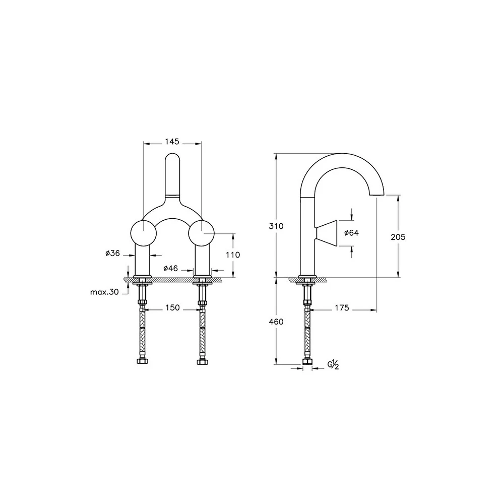 Vitra Liquid Parlak Siyah Lavabo Bataryası A4274739 2