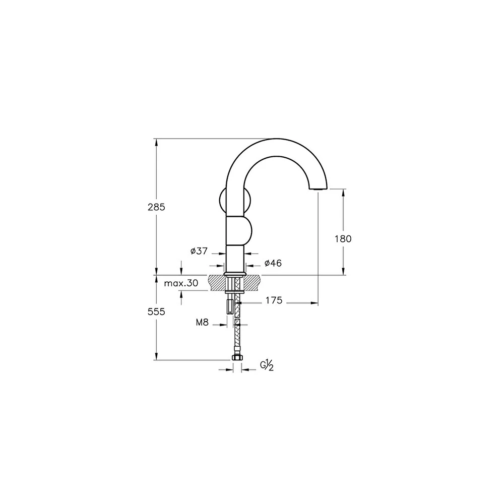 Vitra Liquid Parlak Siyah Lavabo Bataryası A4274939 2