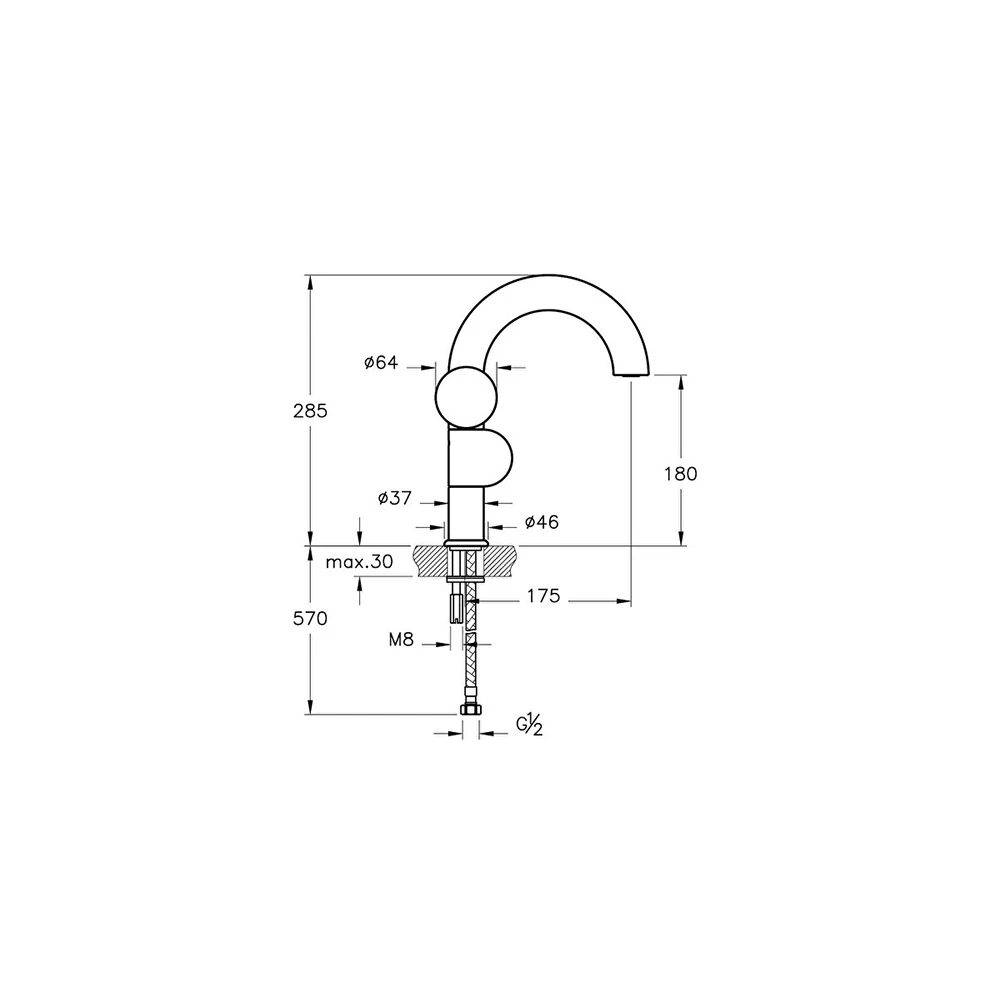 Vitra Liquid Parlak Siyah Lavabo Bataryası A4275539 2