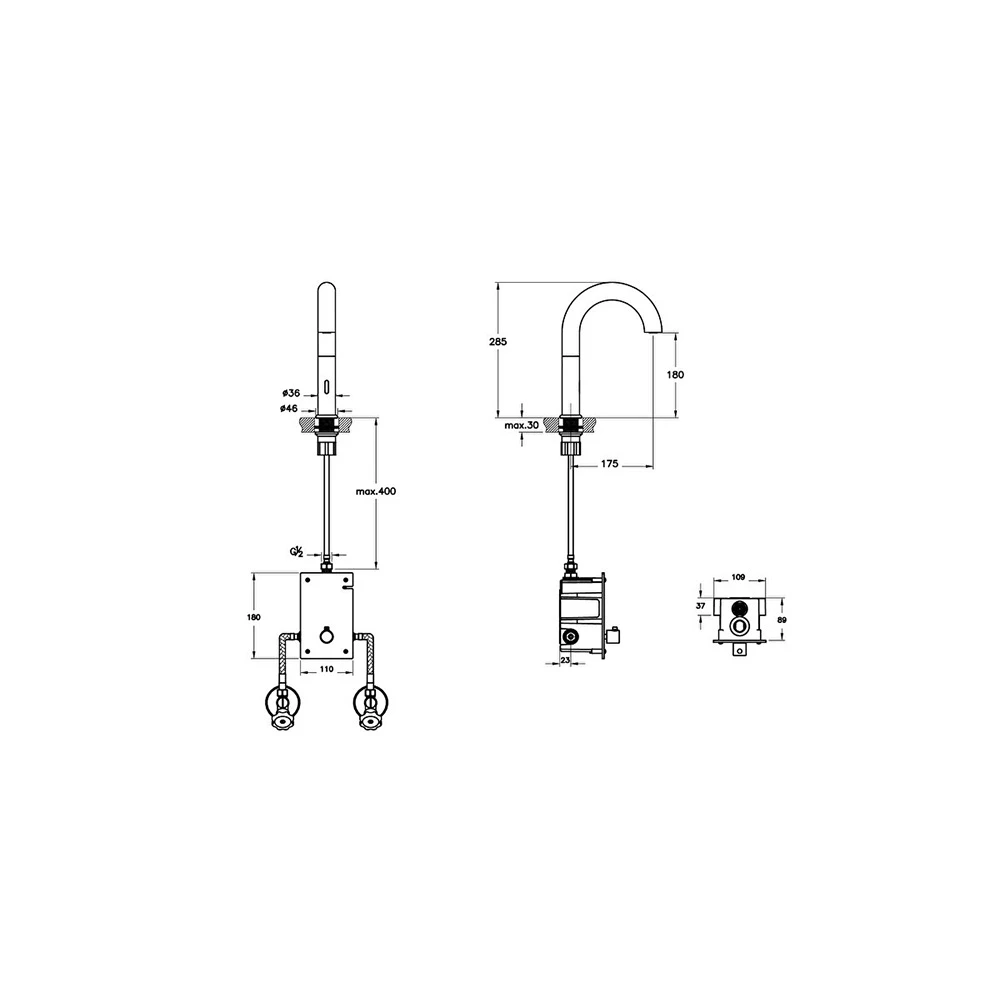 Vitra Liquid Temassız Elektrikli Çift Su Girişli Parlak Siyah Lavabo Bataryası A4278839 3