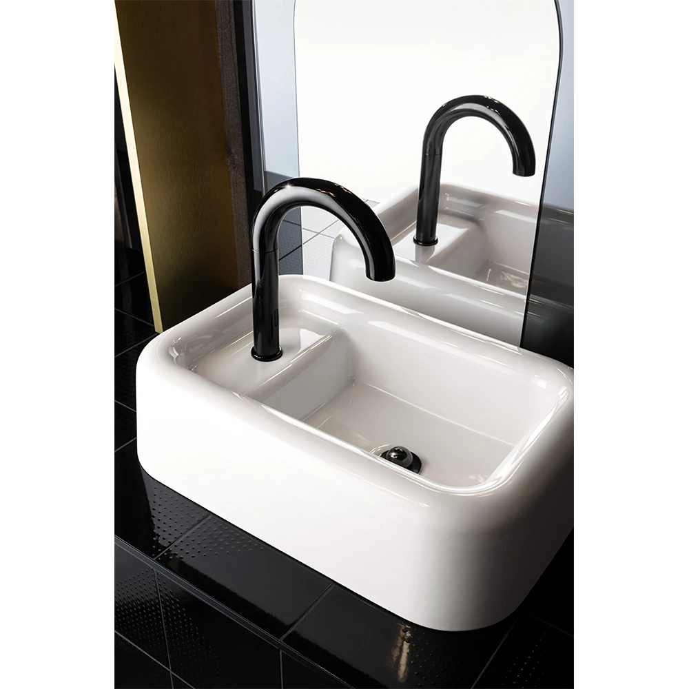 Vitra Liquid Temassız Elektrikli Çift Su Girişli Parlak Siyah Lavabo Bataryası A4278839 2