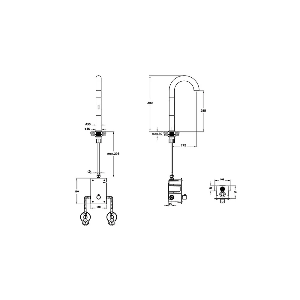 Vitra Liquid Temassız Pilli Çift Su Girişli Parlak Siyah Yüksek Lavabo Bataryası A4277439 2