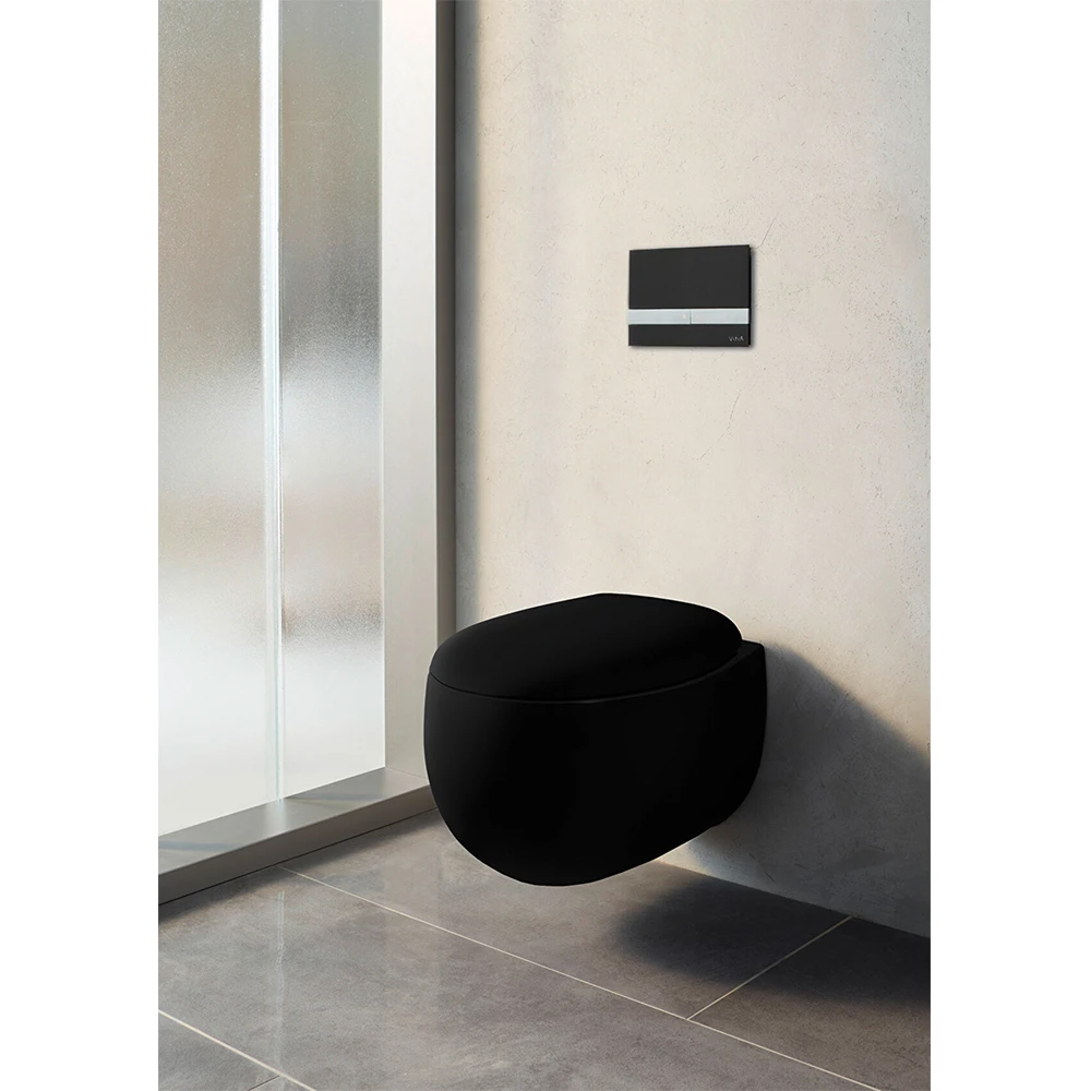 Vitra Memoria Mat Siyah Rim-ex Kanalsız Asma Klozet - 5885B483-0559 2
