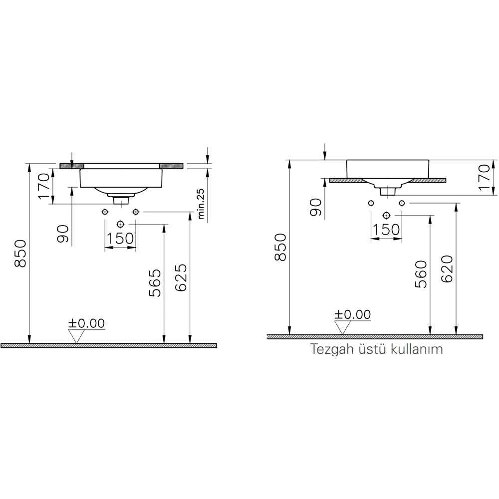 Vitra Metropole 40x40 Cm Çanak Lavabo - 7533B403-1398 2