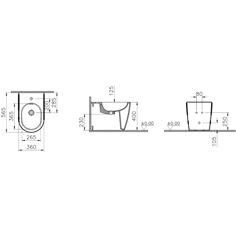 Vitra Metropole Round Yerden Duvara Tam Dayalı Bide - 7913B403-0288 2
