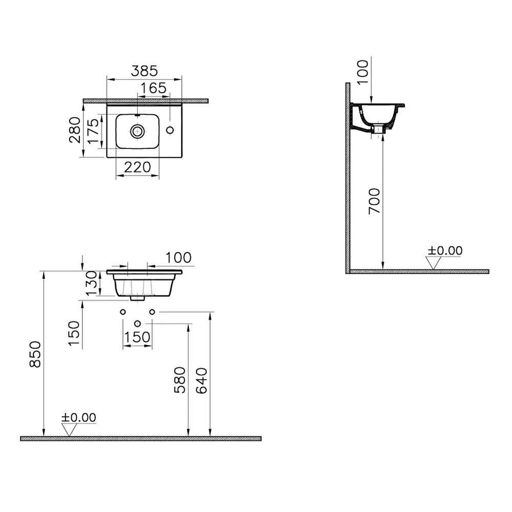 Vitra Mia 40x28 Cm Etajerli Lavabo 7460L003-0029 2