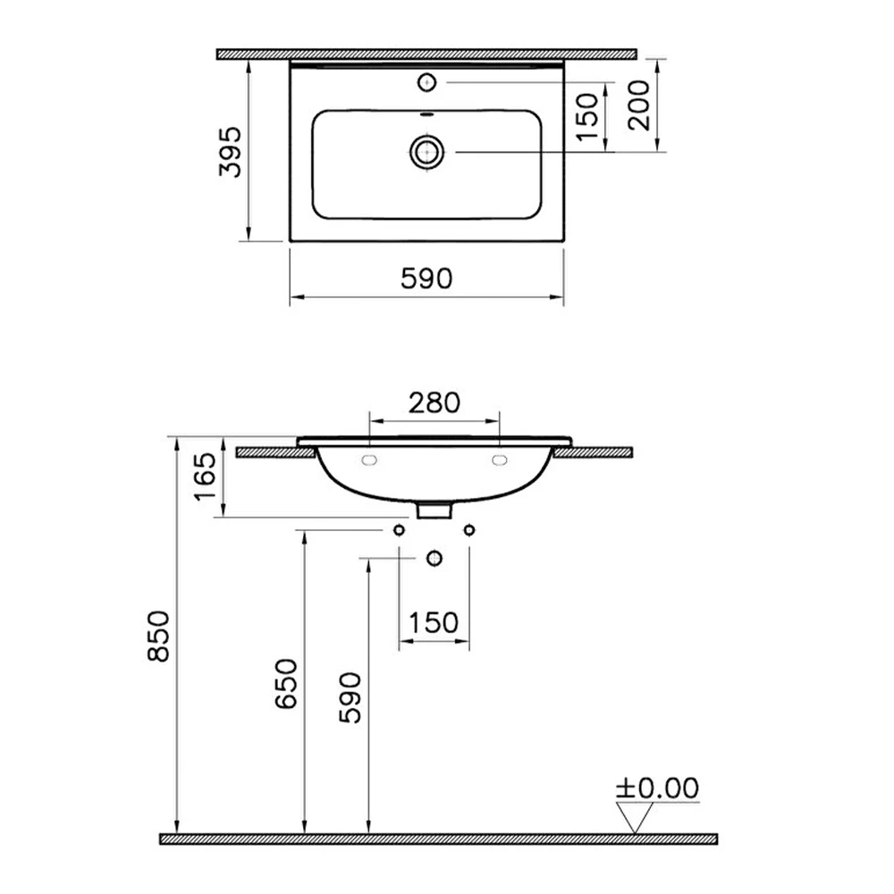 Vitra Mia 60x40 Cm Etajerli Lavabo 7461L003-0002 2