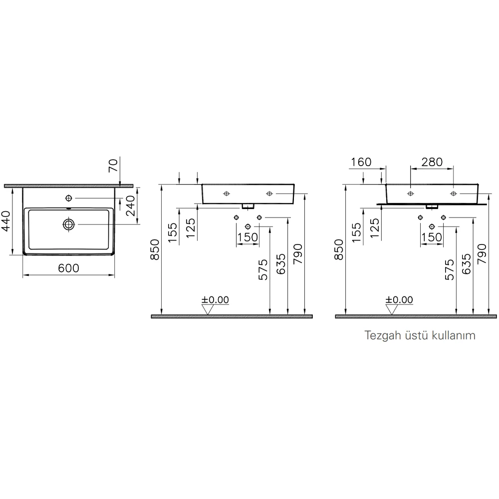 Vitra Nuo 60x44 Cm Çanak Lavabo - 7432B003-0001 2