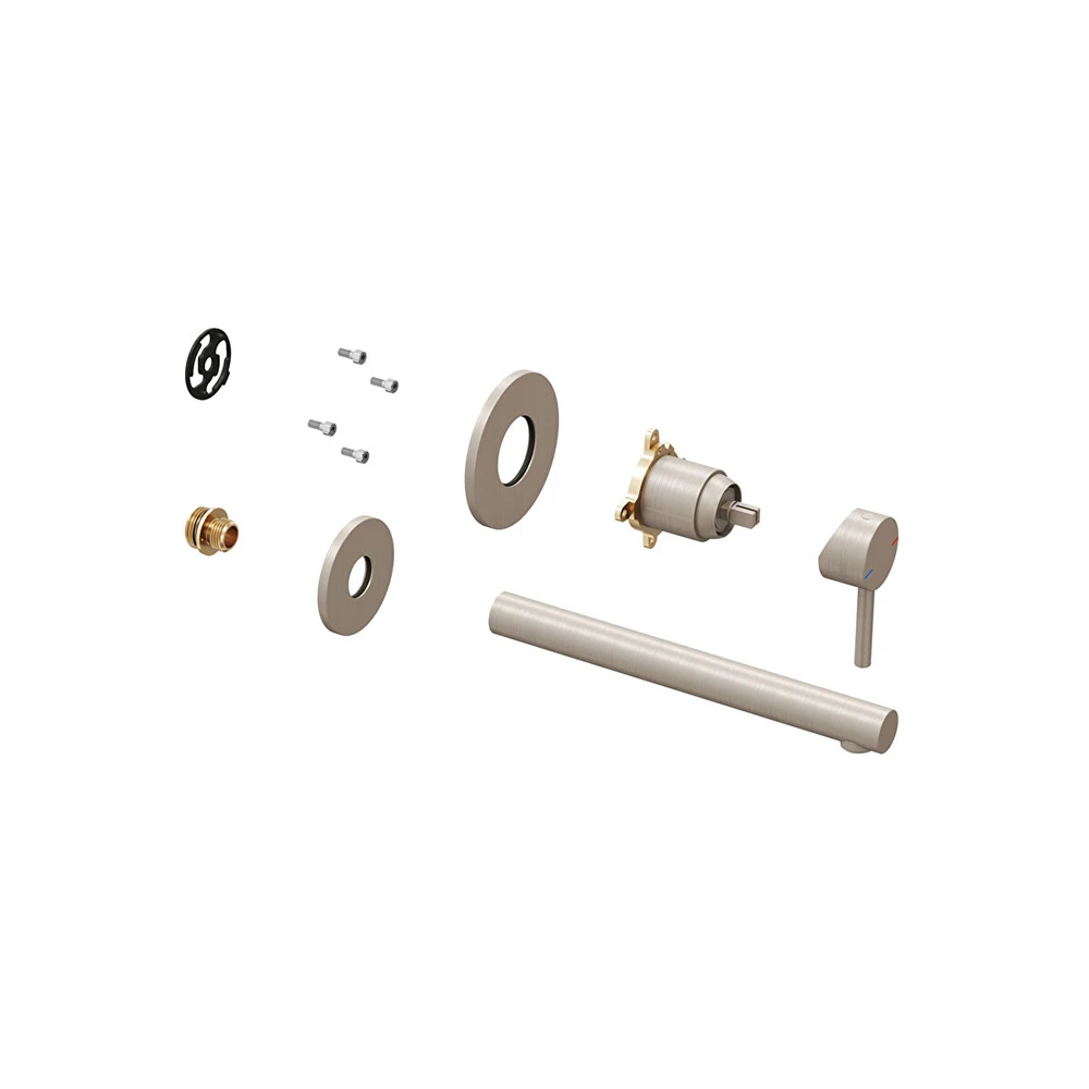 Vitra Origin 2 Rozetli Fırçalanmış Nikel Ankastre Lavabo Bataryası A4258134 3
