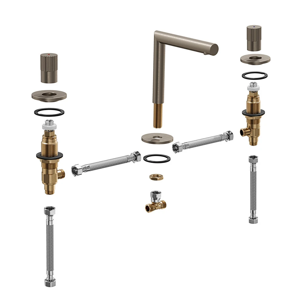Vitra Origin 3 Delikli Fırçalanmış Nikel Lavabo Bataryası A4258334 2