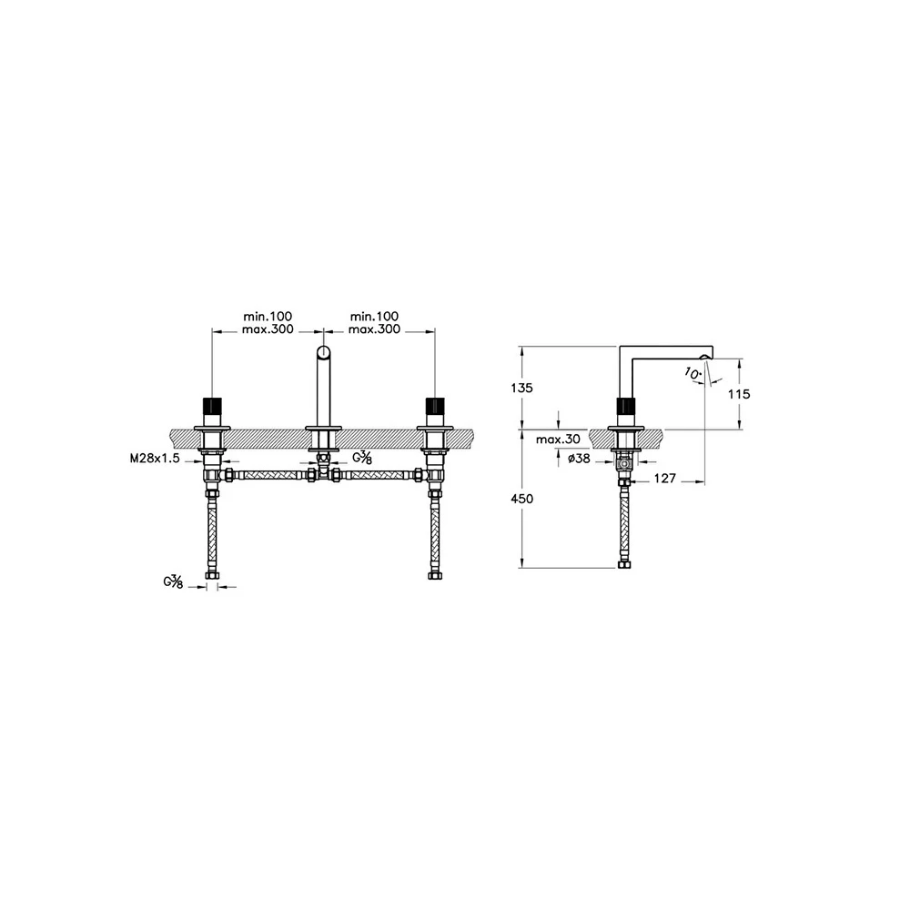 Vitra Origin 3 Delikli Fırçalanmış Nikel Lavabo Bataryası A4258334 3