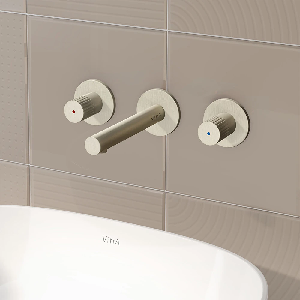 Vitra Origin 3 Rozetli Fırçalanmış Nikel Ankastre Lavabo Bataryası A4258234 2