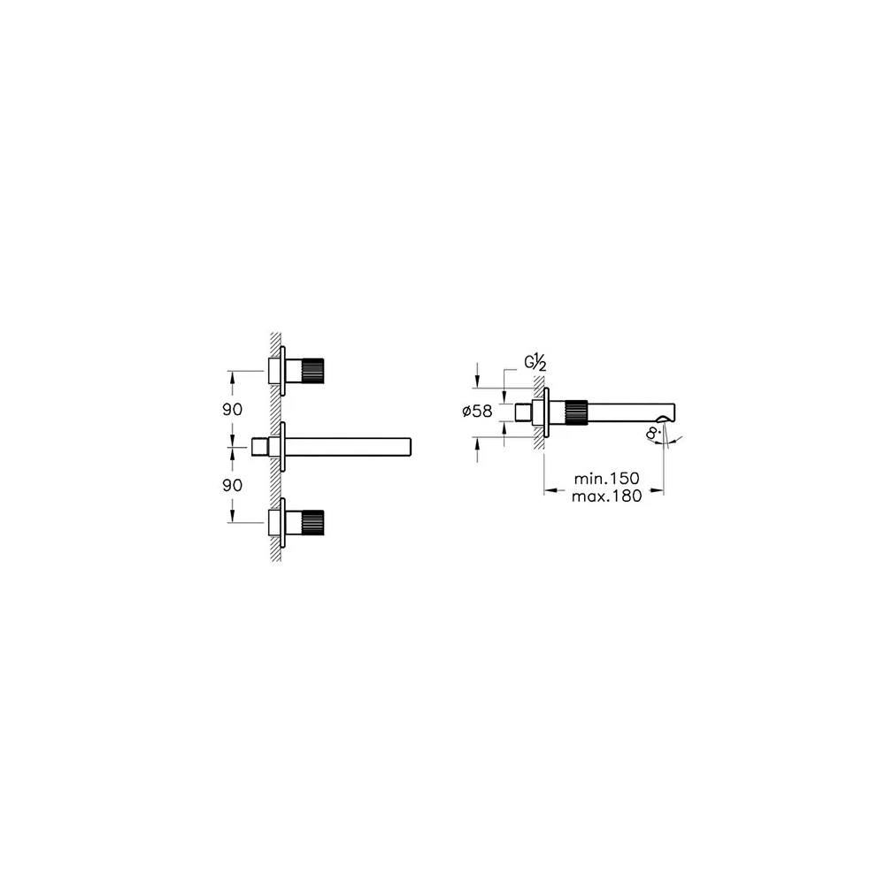 Vitra Origin 3 Rozetli Mat Siyah Ankastre Lavabo Bataryası A4258236WTC 2