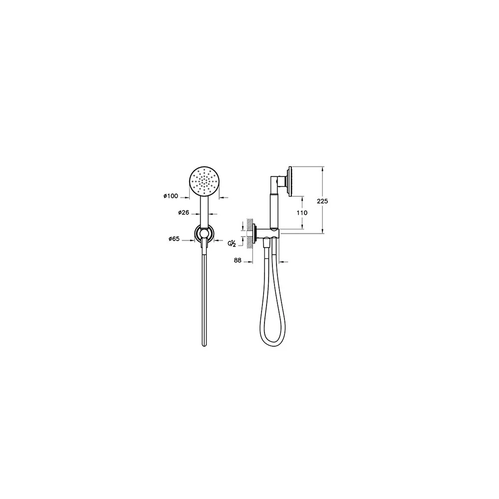 Vitra Origin Classic 1 Fonksiyonlu Mat Siyah El Duşu Takımı A4579536 2