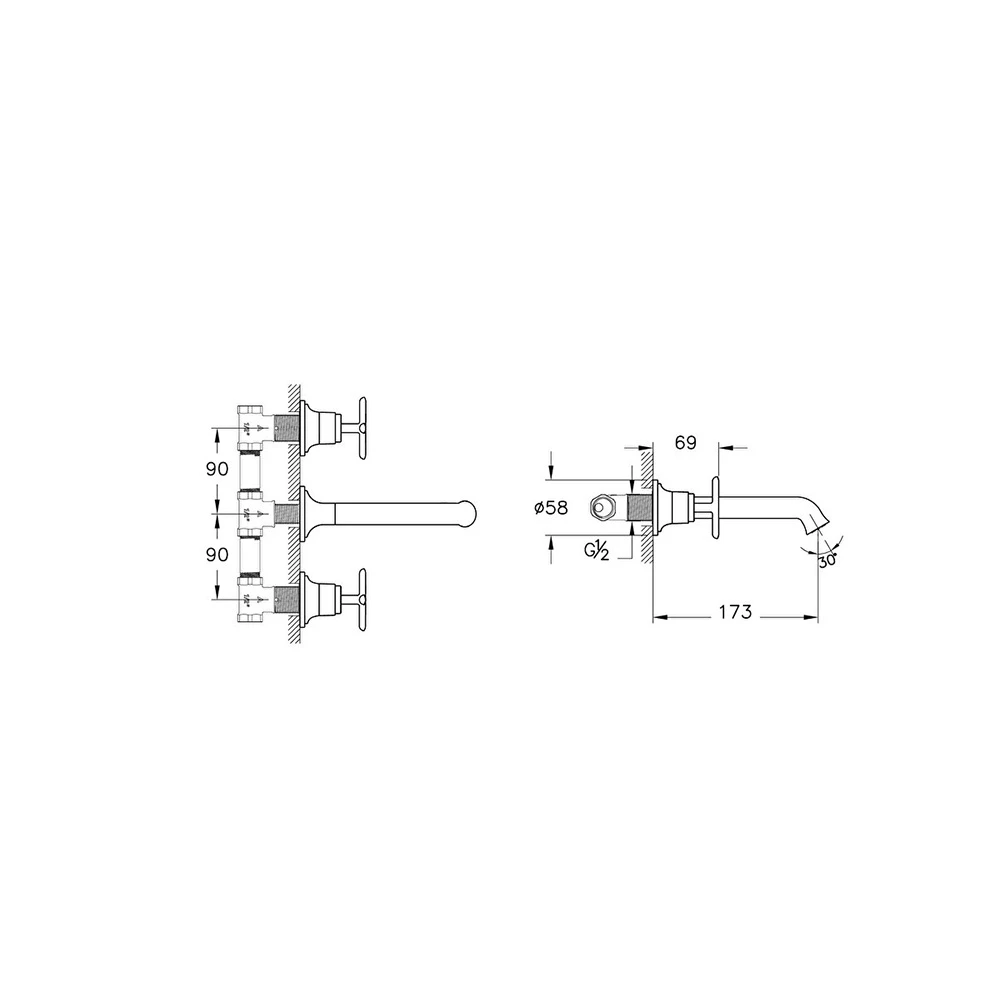 Vitra Origin Classic 3 Delikli Mat Siyah Ankastre Lavabo Bataryası A4289036 2