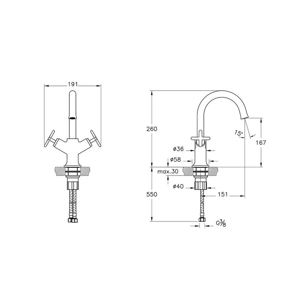 Vitra Origin Classic Çift Kumandalı Mat Siyah Lavabo Bataryası A4288436 3