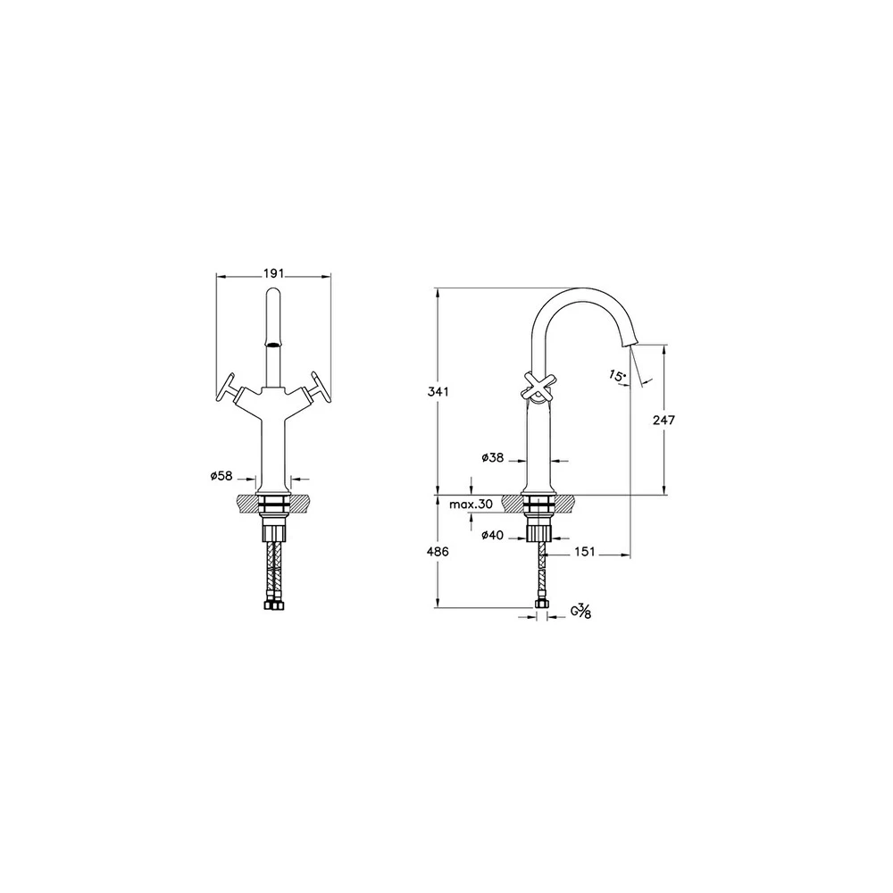 Vitra Origin Classic Soft Bakır Yüksek Lavabo Bataryası A4288629 2