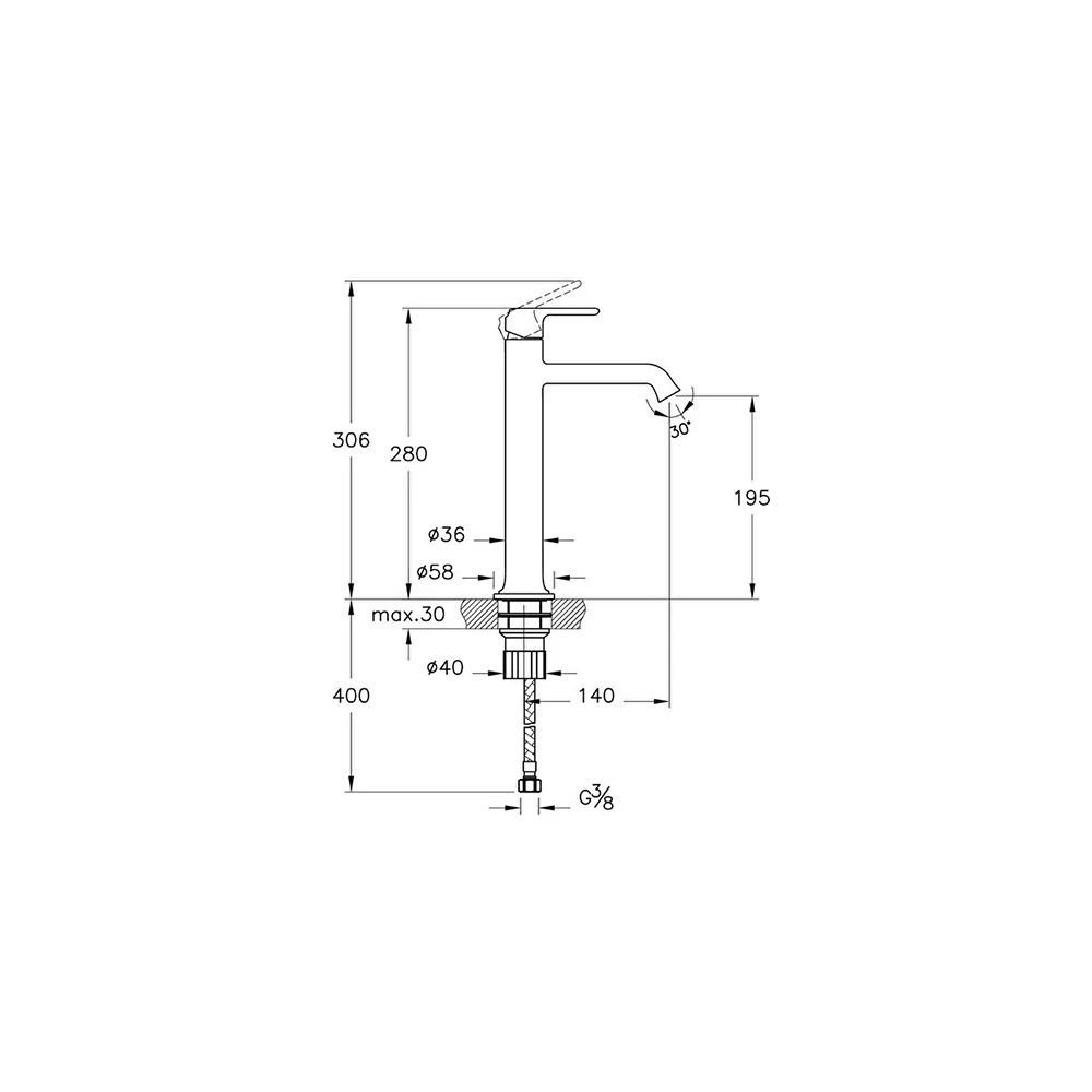 Vitra Origin Classic Yüksek Lavabo Bataryası A42882 2