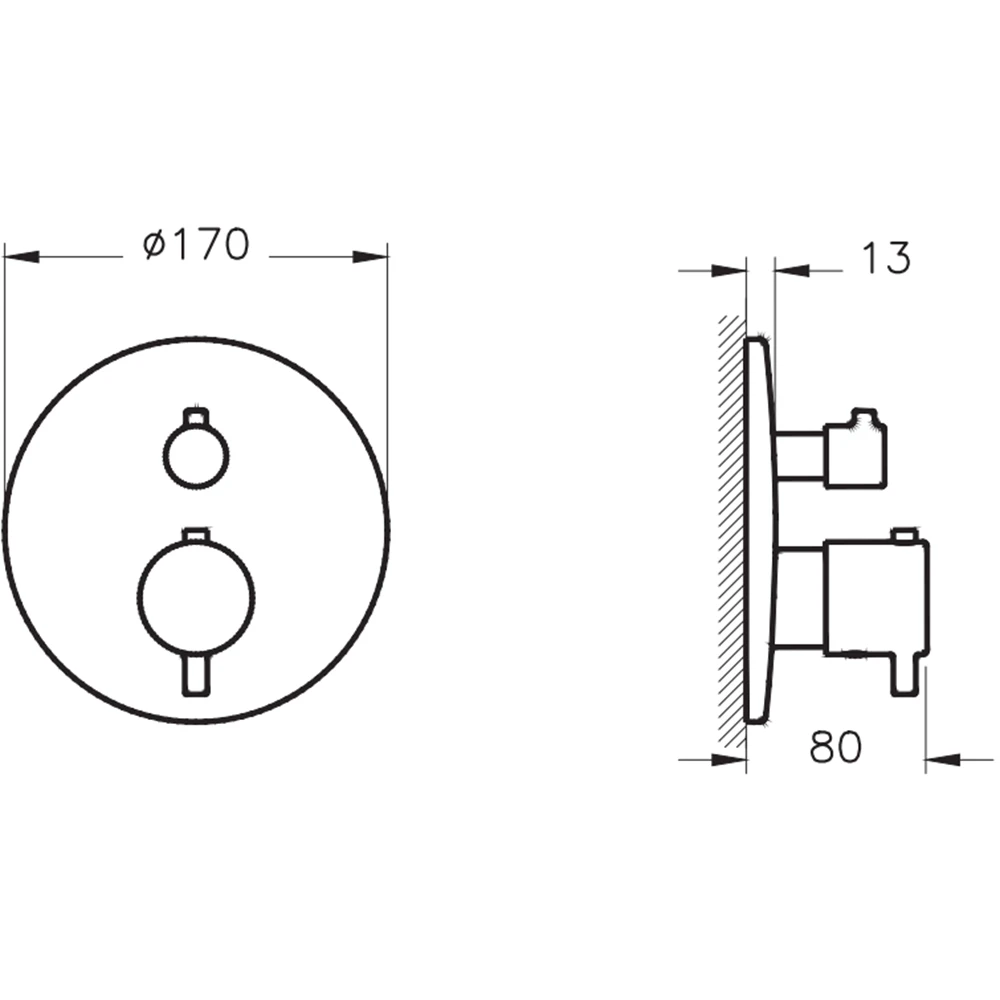 Vitra Origin Mat Siyah Ankastre Termostatik Duş Bataryası - A4267236WTC 2