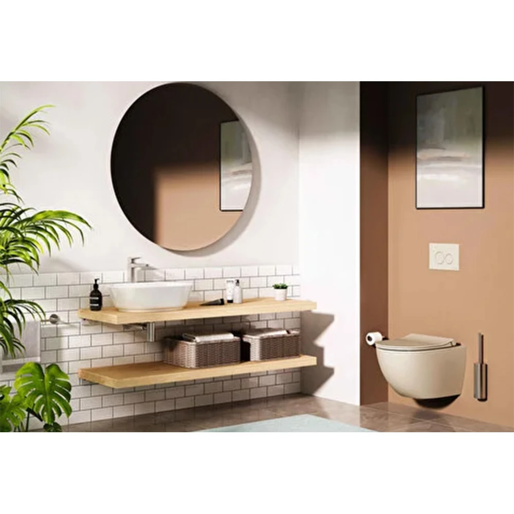 Vitra Origin Fırçalı Nikel Yerden Tuvalet Fırçalığı A4489334 2
