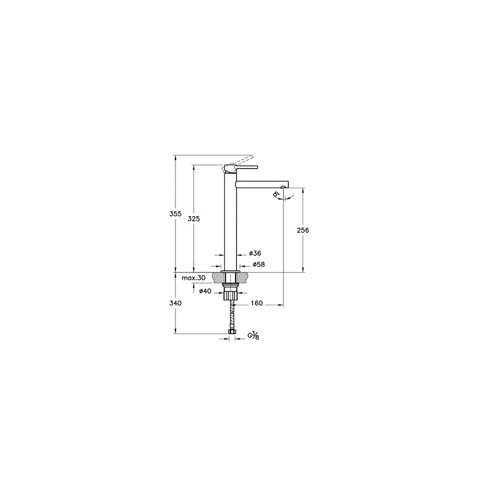 Vitra Origin Mat Siyah Yüksek Lavabo Bataryası A4255836WTC 2