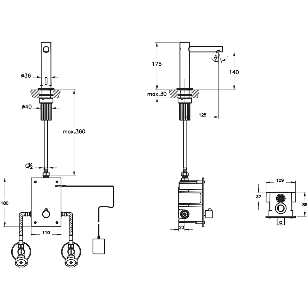 Vitra Origin Temassız Elektrikli Çift Su Girişli Soft Bakır Lavabo Bataryası - A4721329 2