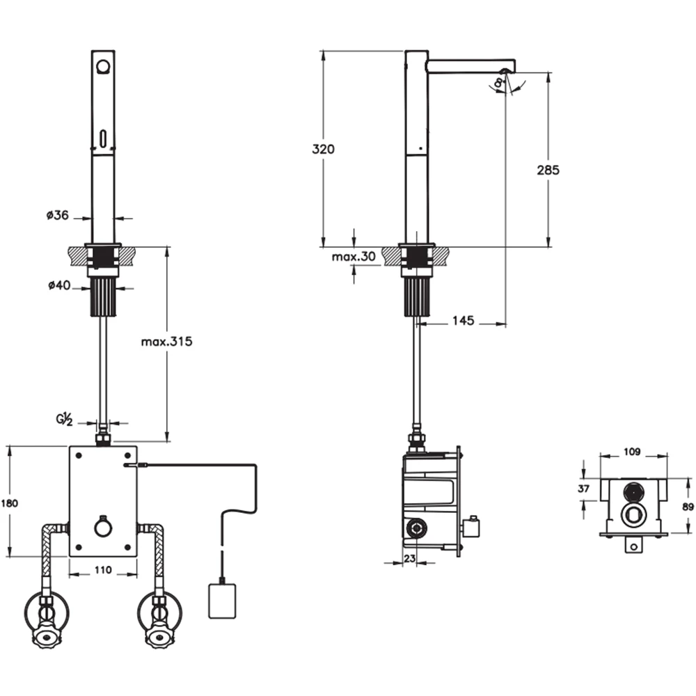 Vitra Origin Temassız Elektrikli Çift Su Girişli Soft Bakır Yüksek Lavabo Bataryası - A4722129 2