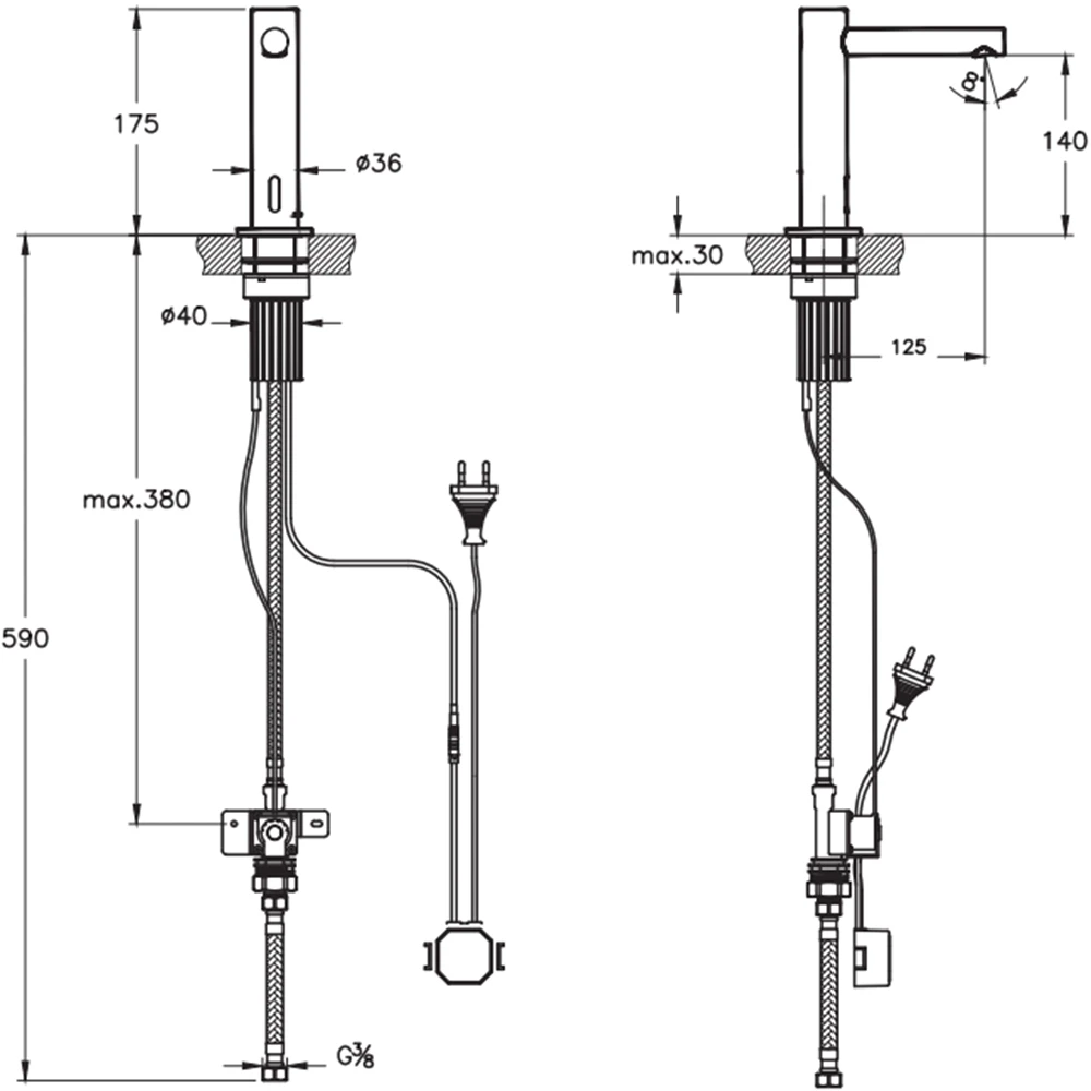 Vitra Origin Temassız Elektrikli Tek Su Girişli Soft Bakır Lavabo Bataryası - A4721529 2