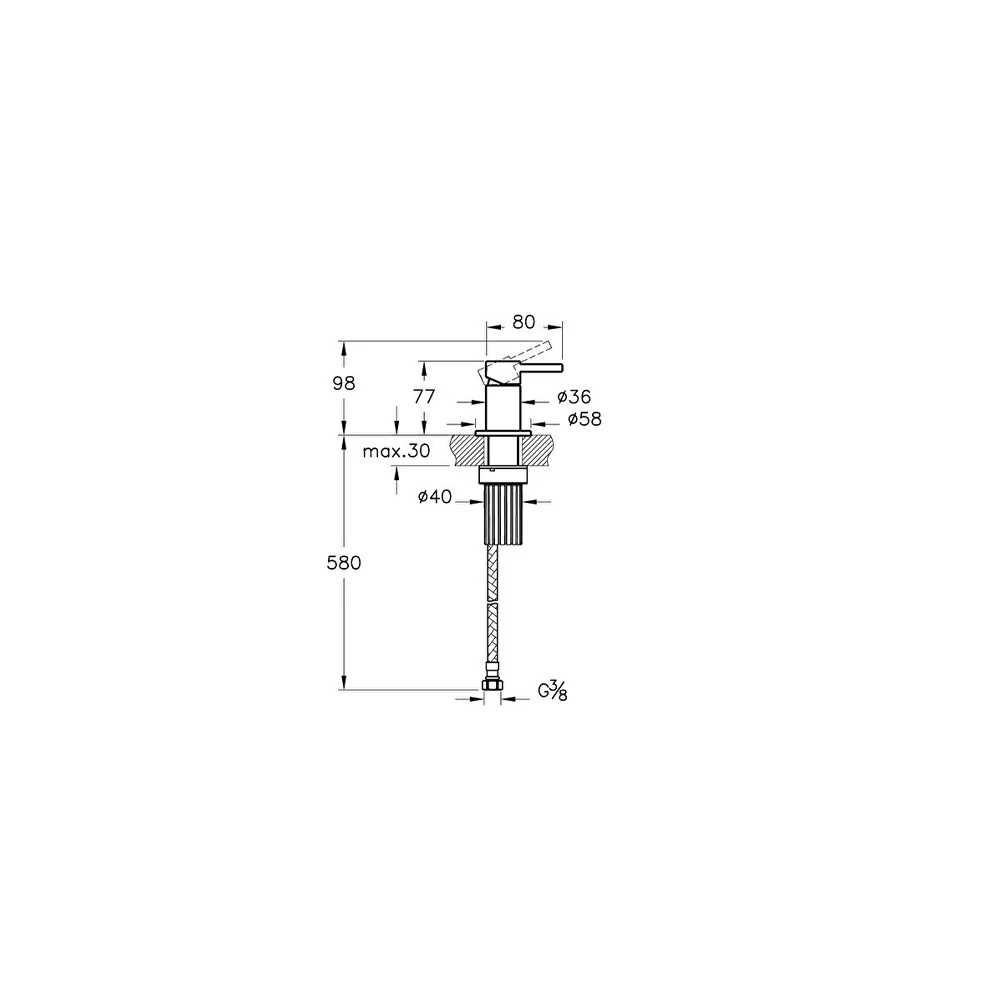 Vitra Origin Tezgahtan Kontrol Mat Siyah Ankastre Lavabo BataryasI A4268236WTC 2