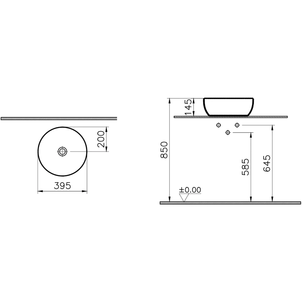 Vitra Outline 40x40 Cm Mat Kum Beji Çanak Lavabo - 5992B422-0016 2