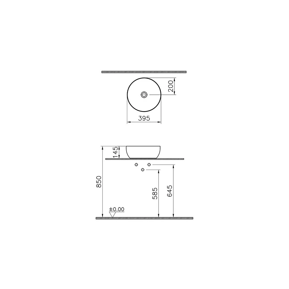 Vitra Outline 40x40 Cm Yuvarlak Çanak Lavabo 5992B403-0016 3