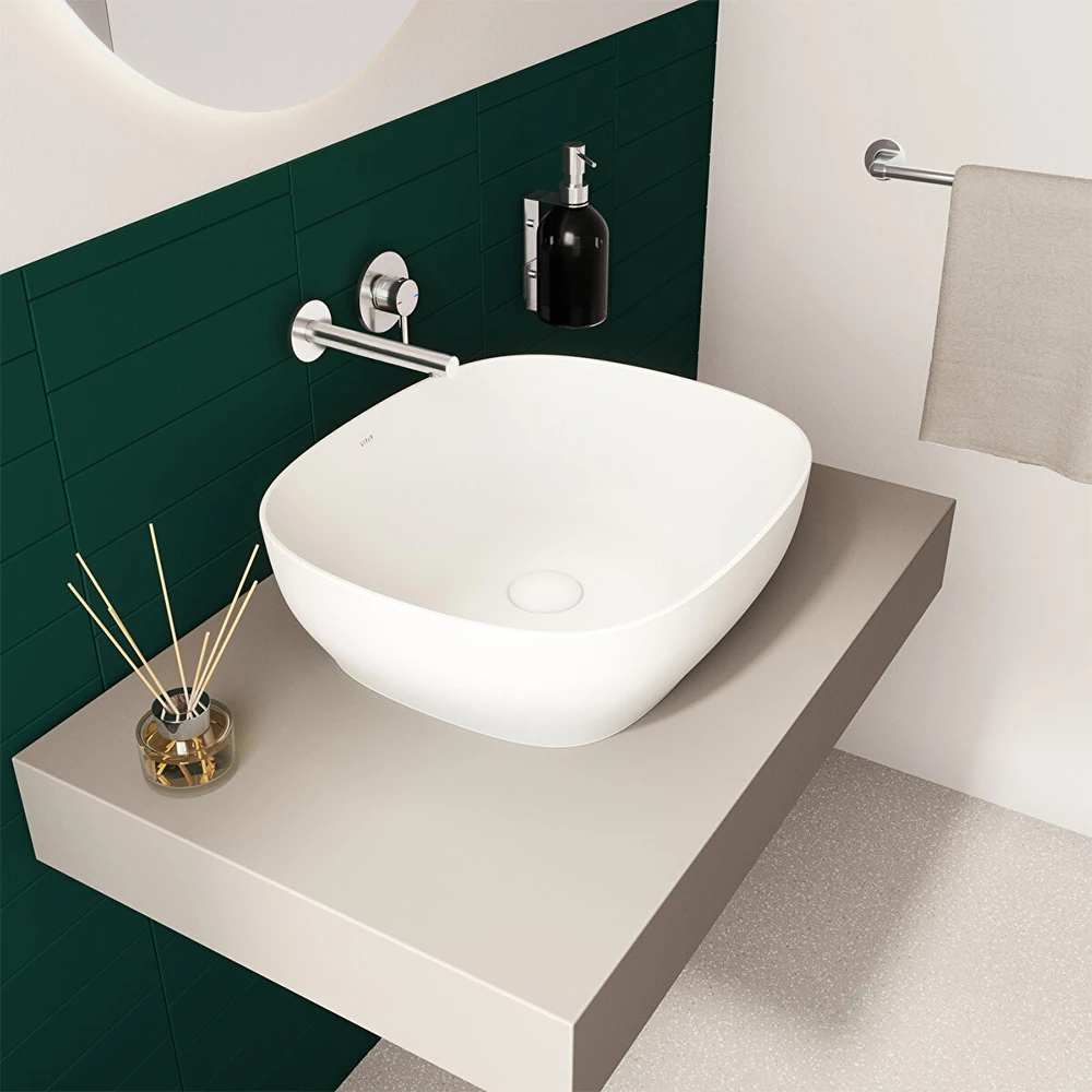 Vitra Outline 45x41 Cm Dikdörtgen Mat Beyaz Çanak Lavabo 5994B401-0016 2
